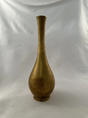 Vtg Japanese Brass Flower Bud Vase Incense Holder 7” Zen Buddhism - Image 1 of 4