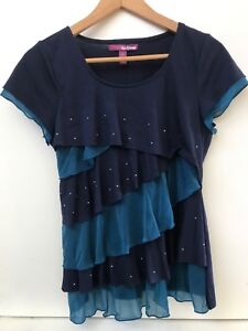 Epic Threads Girls Embellished Blue Tiered Tunic Top Shirt Dress Size XL NWT