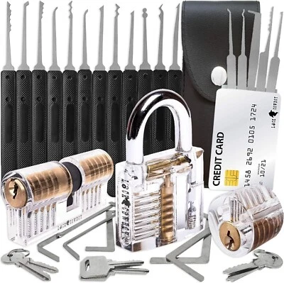 LOCK COWBOY 30-teiliges Lockpicking Set mit 3 Transparenten Übungsschlössern - Bild 1 von 4
