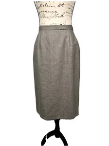 Barry Bricken Skirt Pure Virgin Wool Knit Houndstooth Midi Sz 12 Academia Prep - Picture 1 of 16