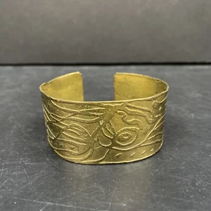 Vintage Faux Bronze Abstract Design Open Cuff Bracelet Retro Egyptian Boho - Imagen 1 de 7