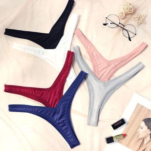 Lot de 6 sous-vêtements femme jambes hautes string culotte G string bikinis slip sexy - Photo 1/11
