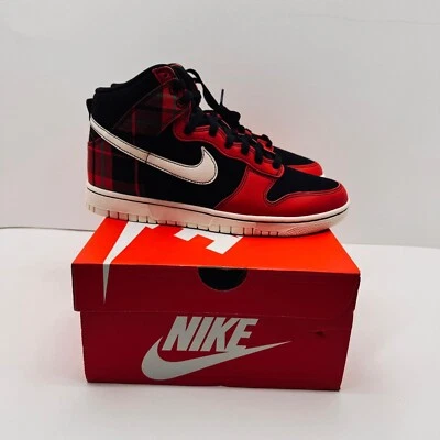 Zapatos Nike Dunk High "A Cuadros - Negro/Rojo", Talla 8.5, Nuevos Foto 1 de 4