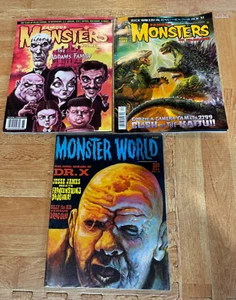 Lot Of 3 Famous Monsters Of Filmland, Monster World Magazines - Picture 1 of 13