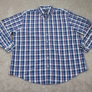 Brooks Brothers Shirt Adult 2XL XXL Blue/Red/White Non-Iron Cotton L/S Button - Picture 1 of 12