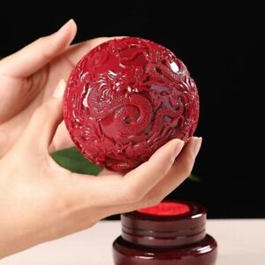 Natural cinnabar quartz Hand Carved Crystal Kowloon Ball Carving healing 1pc