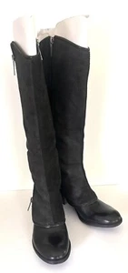 DONALD PLINER Devi Black Leather Suede Knee Fold High Riding Boots 6M WORN ONCE - Picture 1 of 19
