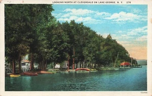 Postcard ~ Lake George, NY, Looking North at Cleverdale on Lake George - Picture 1 of 2