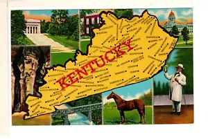Chrome Multi-View Map Postcard of Kentucky The Blue Grass State-WP3 - Picture 1 of 2