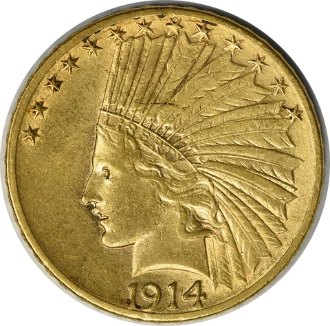 1914-S $10 Gold Indian AU Uncertified #136 Cover