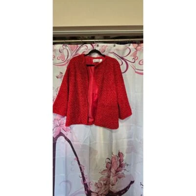 Blazer Alfred Dunner 16 Petite Texturizado Rojo con Forro Satinado Fiesta de Vacaciones Foto 1 de 4