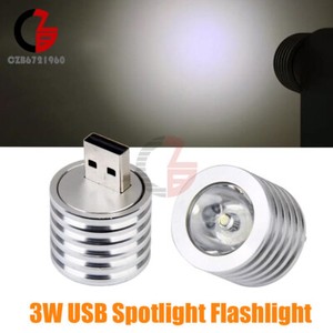 3W USB LED Lamp Aluminum Alloy Socket Spotlight Flashlights Lights Bright White