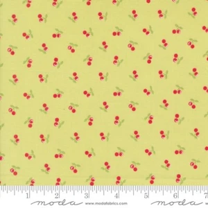 Cali Co Cherries Light Lime Green with Red by Corey Yoder for Moda 1/2 Yard - Picture 1 of 1