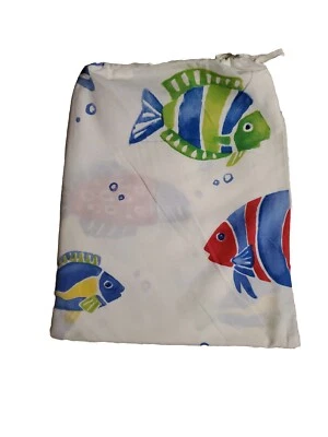 New Pottery Barn Kids Bermuda FISH CRIB SHEET blue Colorful Boys Toddler Bed - Image 1 of 3