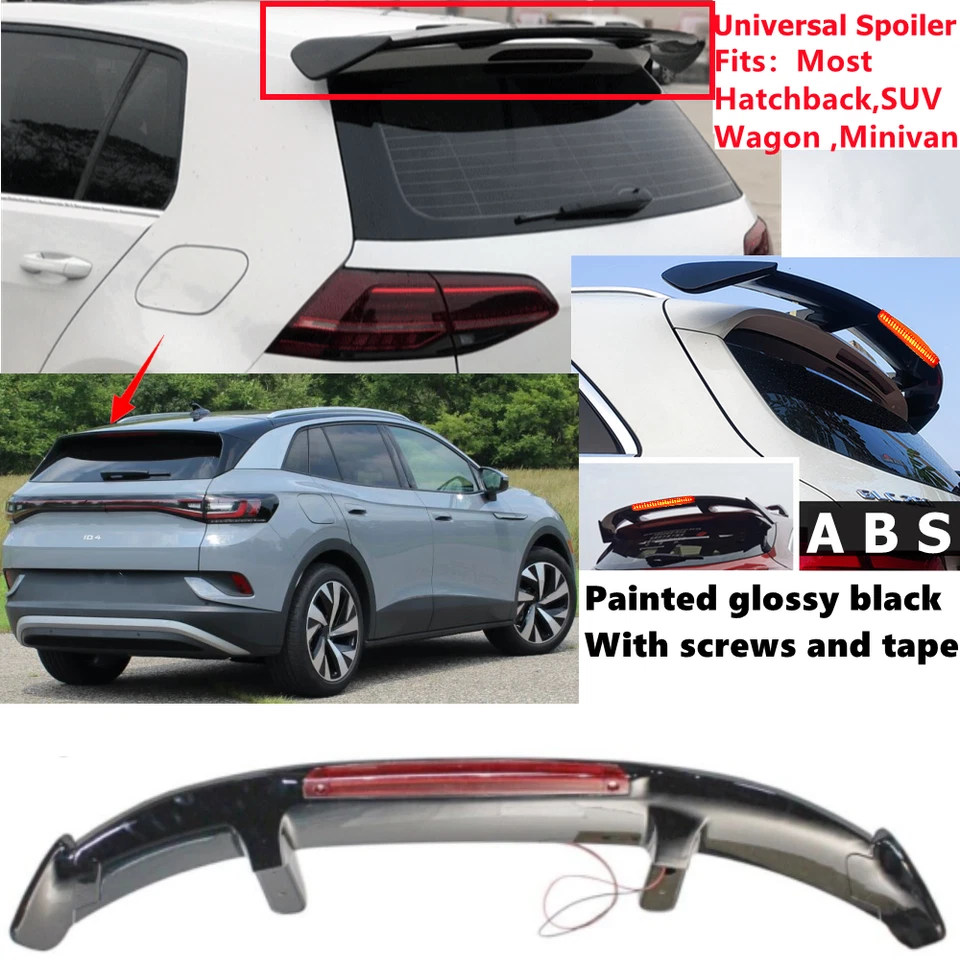Universal Gloss Black Rear Roof Spoiler w/Light For VW Volkswagen ID.4 2021-2023 - Image 1 of 4