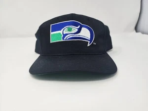 SEATTLE SEAHAWKS Starter Black Logo Snapback Adjustable Hat Vintage 90s RARE - Picture 1 of 12