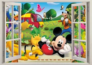 Mickey Mouse Club House 3D Effect Window Wall View Sticker Poster Vinyl Boys 33 - Picture 1 of 1
