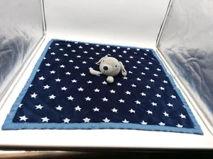 Cloud Island Gray Dog Blue Security Blanket White Stars Lovey 30x28.5 - Picture 1 of 8