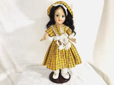 Vintage Ideal Toni Doll P90 Brunette 14" Hard Plastic with Stand Handmade Dress - Image 1 of 4