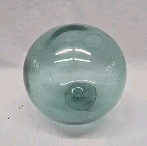 Rare Japanese Antique Blue Green Glass Fishing Float 3.5 Inch Bubble Glass - Picture 1 of 22
