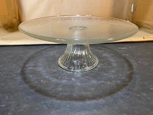 Vintage Anchor Hocking Rubbed Clear Glass Pedestal Cake Stand / 10.75" diameter - Picture 1 of 7