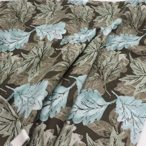 JoAnn Super Snuggle Teal Blue Green Oak Leaves Flannel Fabric 1 1/3 Yd - Picture 1 of 6