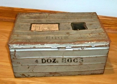1920s METAL EGG CRATE 4 doz Storage Box ~ Nice FARMHOUSE Piece ~ Complete - Image 1 of 4