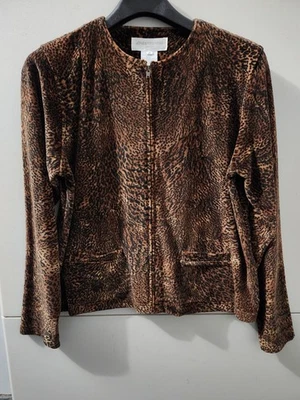 Jaqueta Jones New York Feminina M Zíper Estampa Animal Veludo Microfibra Vintage Anos 90 - Imagem 1 de 4