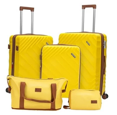 Juego de equipaje de 5 piezas maleta expandible 22x14x9 aprobado por aerolínea llevar amarillo Foto 1 de 4