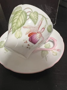 Shelley Porcelain Fuchsia Cup  Saucer Set - Picture 1 of 18
