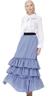 Nueva Maxi Falda TOV Holy Los Angeles Guinga Azul Blanco EU 42 US 8 10 Foto 1 de 4