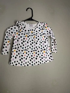Hannah Anderson Girls Colorful Dotted Long sleeve Shirt Size 4t With Ruffle Cute - Picture 1 of 4