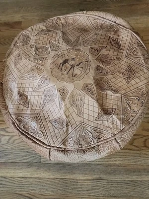 Cojín puf otomano vintage hecho a mano Marruecos taburete estilo Egipto (125) Foto 1 de 4