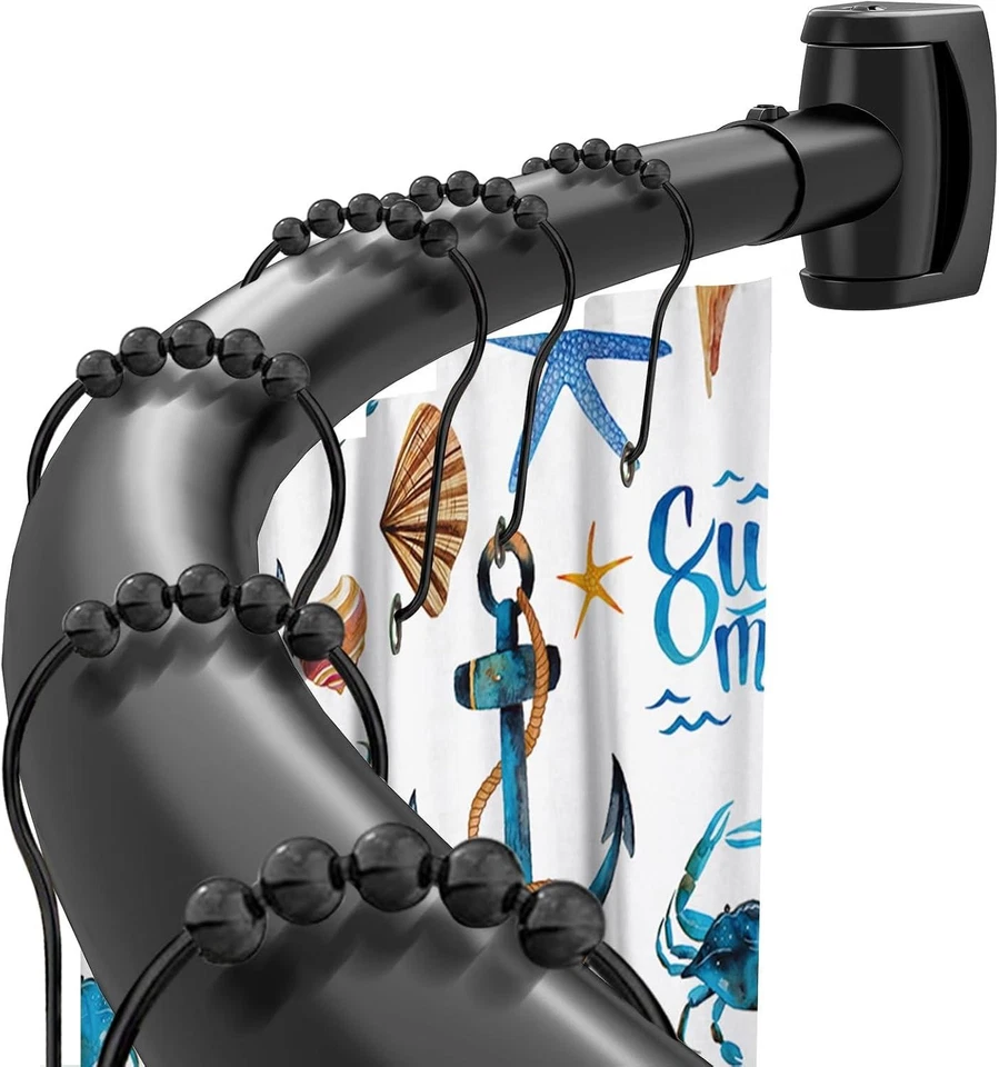 Black Curved Shower Curtain Rod 40-78 Inches Adjustable Splicing Design Shower R - Image 1 of 4