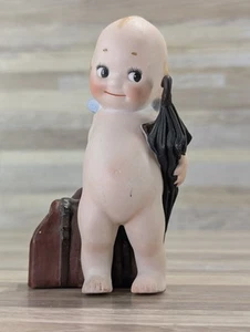 Rose O'Neill 1916 Bisque Kewpie Traveler Maleta Paraguas Alemania 5 Pulgadas Firmado - Imagen 1 de 17