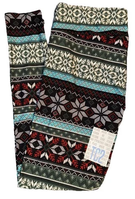 NUEVO Leggings de Navidad LuLaRoe Tall & Curvy 2 (18+) Negro Verde Azul Fair Isle Foto 1 de 4