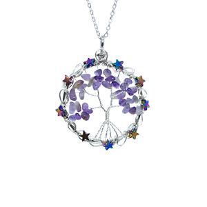 USA SELLER Agate Gem Stone Tree Of Life Necklace Chakra Reiki Healing Amulet