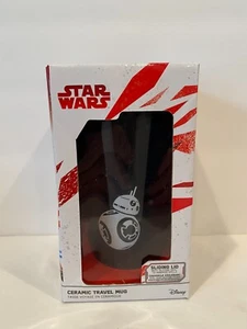 Logotipo de Disney Star Wars con taza de viaje de cerámica negra BB-8 con tapa deslizante - NUEVO - Imagen 1 de 9