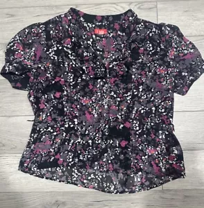 Elle Button Down Floral Blouse Size Large - Picture 1 of 9