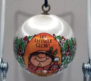 VTG 1981 SHERMAN ON THE MOUNT Satin Ball ORNAMENT Let Thyself Glow Monk Friar - Picture 1 of 6