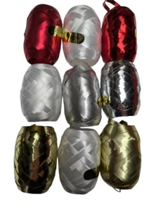 RIBBON 10m COPS CHRISTMAS GIFT WRAPPING red green silver gold white 3 or 4 or 6 - Picture 1 of 6