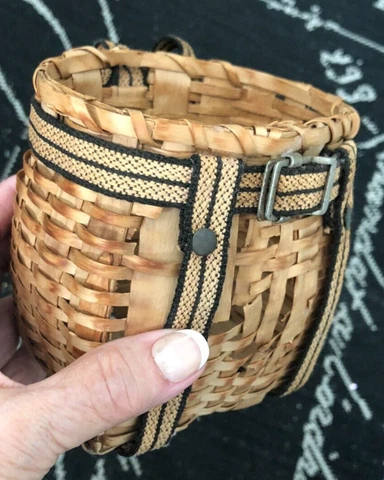 Vtg Ash SPLINT Miniature Adirondack PACK BASKET Wood Trapper STRAP Sale Sample 1 Cover