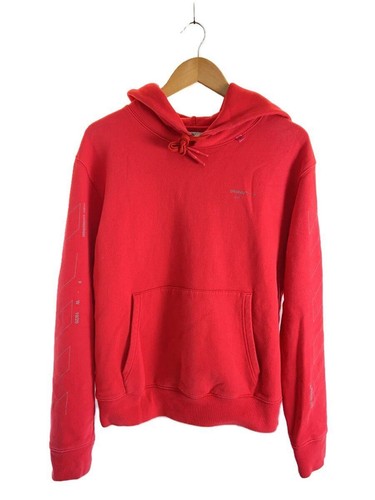 FELPA CON CAPPUCCIO OFF WHITE M COTONE ROSSO OMBB034E19E30003 Usata