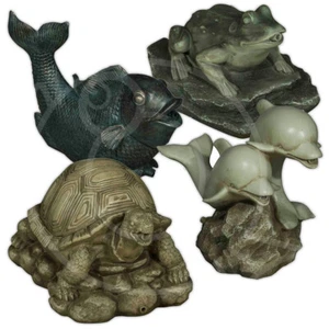 Bermuda Spitter Pond Ornaments Frog Dolphin Tortoise Fish Water Feature Ornament - Picture 1 of 7