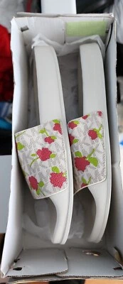 MICHAEL KORS Womens Vanilla White Gilmore Wedge Slip On Slide Sandals - Image 1 of 2