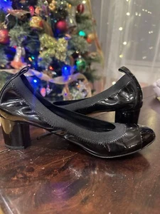 Black Patent Leather Chanel Women Shoes Pumps 38.5 US Size 7.5 Italy - Picture 1 of 10