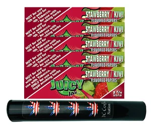 Juicy Jay's Strawberry Kiwi Rolling Papers 1.25 5 Packs & Child Resistant Tube - Picture 1 of 3