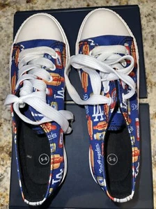 LA Dodgers MLB Youth Hot Dog Low Top FOCO Canvas Sneakers Youth Size 5-6 - Picture 1 of 12