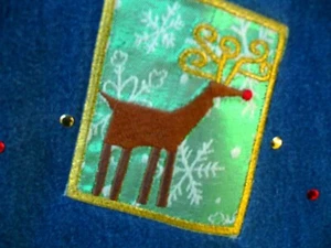 VTG BOBBIE BROOKS 1X DENIM CHRISTMAS RUDOLPH REINDEER DEER SHIRT BUTTON BLOUSE - Picture 1 of 5