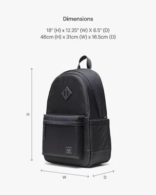 Mochila Herschel Supply Heritage negra tonal 24 litros capacidad 11383-05881-OS Foto 1 de 3